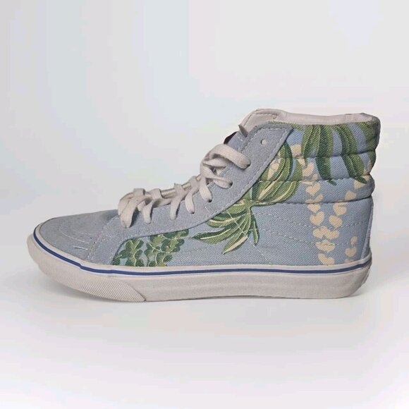 Vans Off The Wall Van Doren Light Blue Floral High Tops Size M6.5 / W8 - Picture 9 of 13